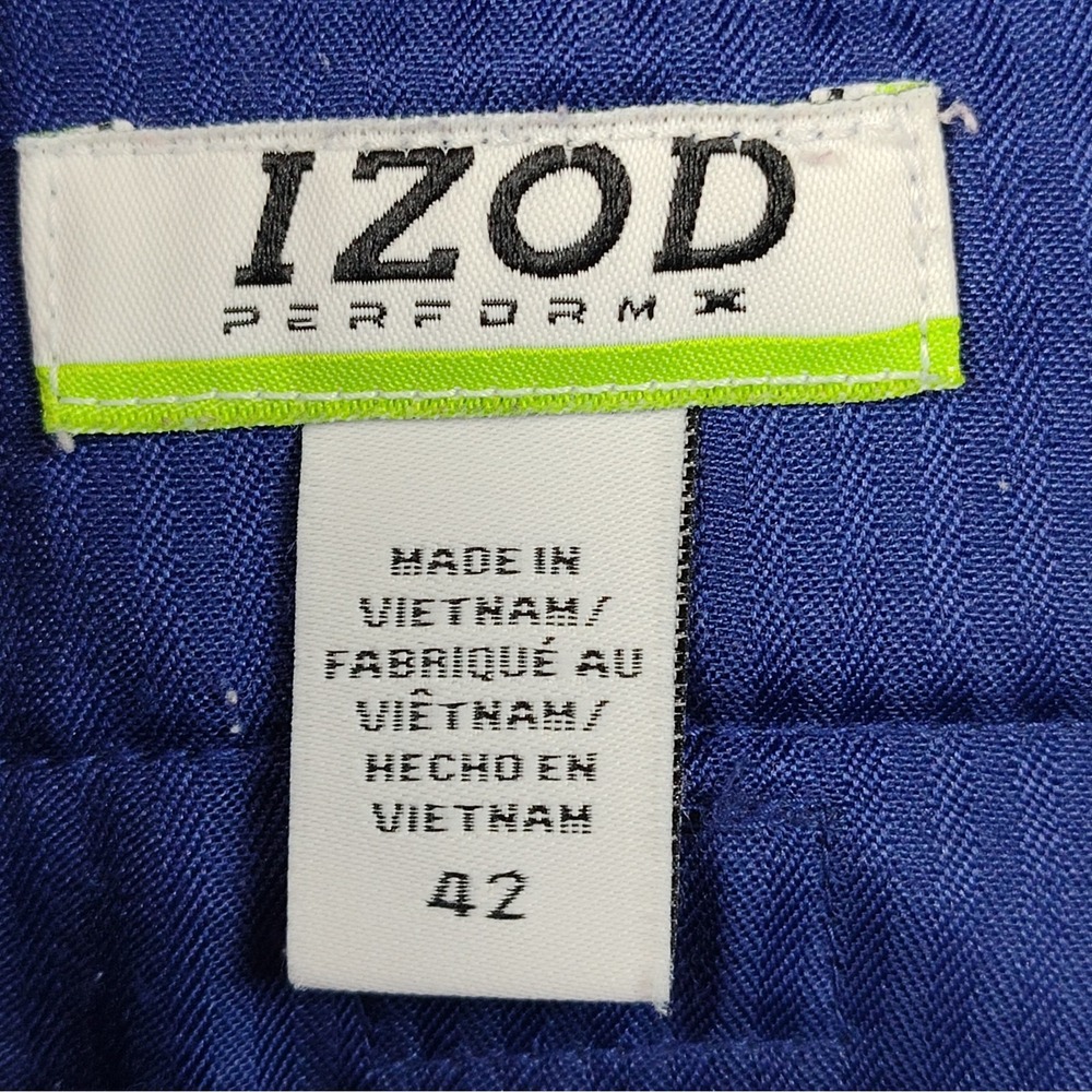 IZOD PerformX Golf Shorts Men's 42 Blue Plaid Performance Stretch Flat Front - Picture 2 of 13